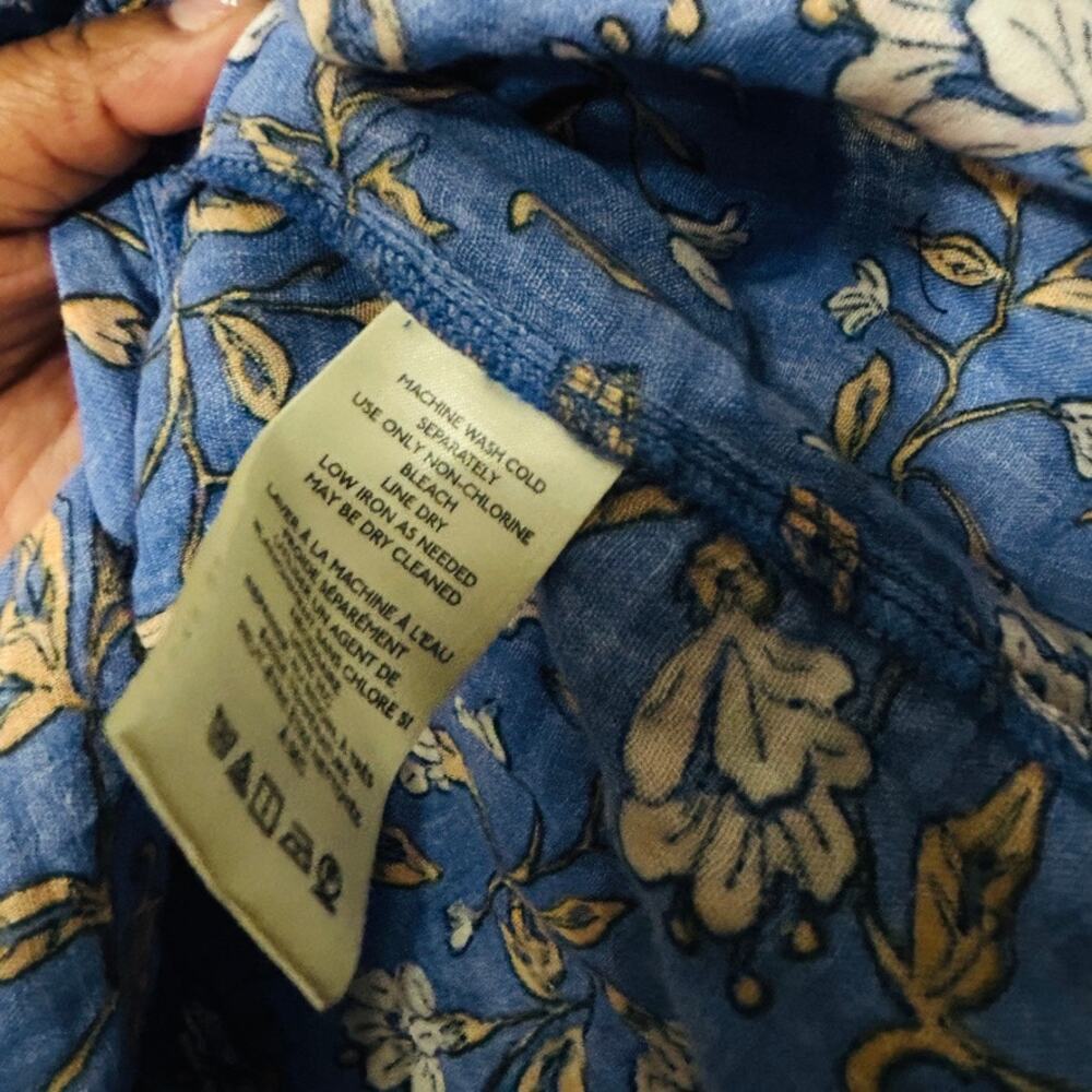 NEW Free People Nala Printed Babydoll Top Blue Oversize Ruched Top Size XS - Picture 5 of 6